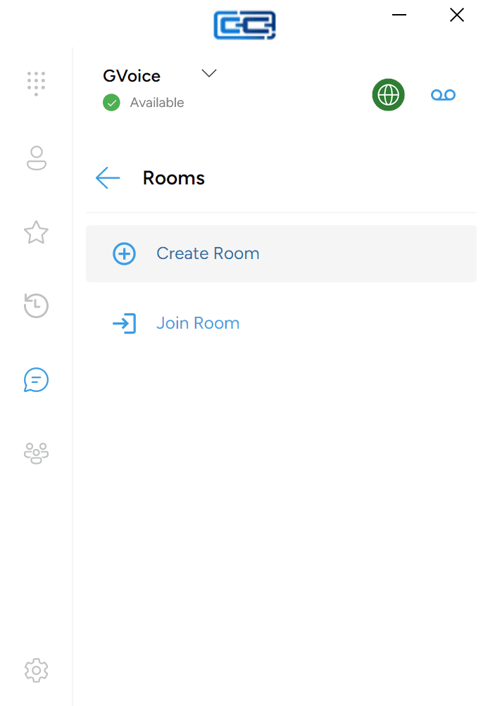 Create Room selected on the Rooms screen