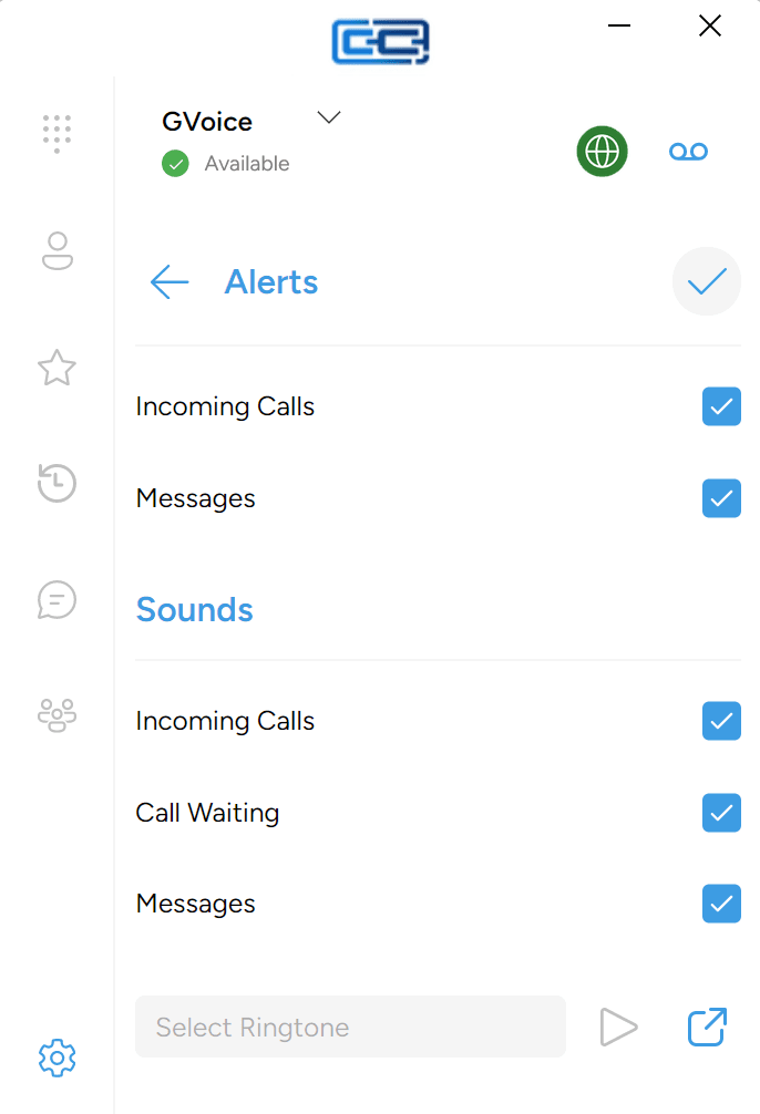 Alerts and Sounds with the Messages checkbox ticked