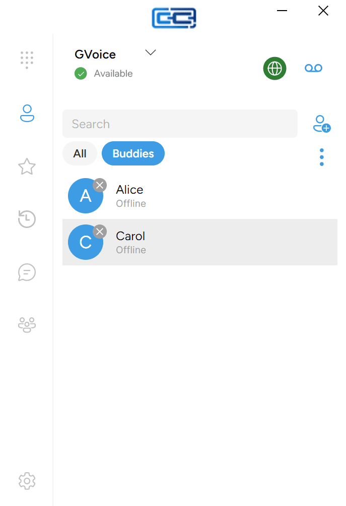 The Buddies list with the buddy entry to open