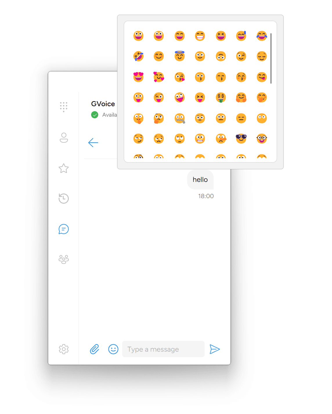 The emoji reaction picker open above a message