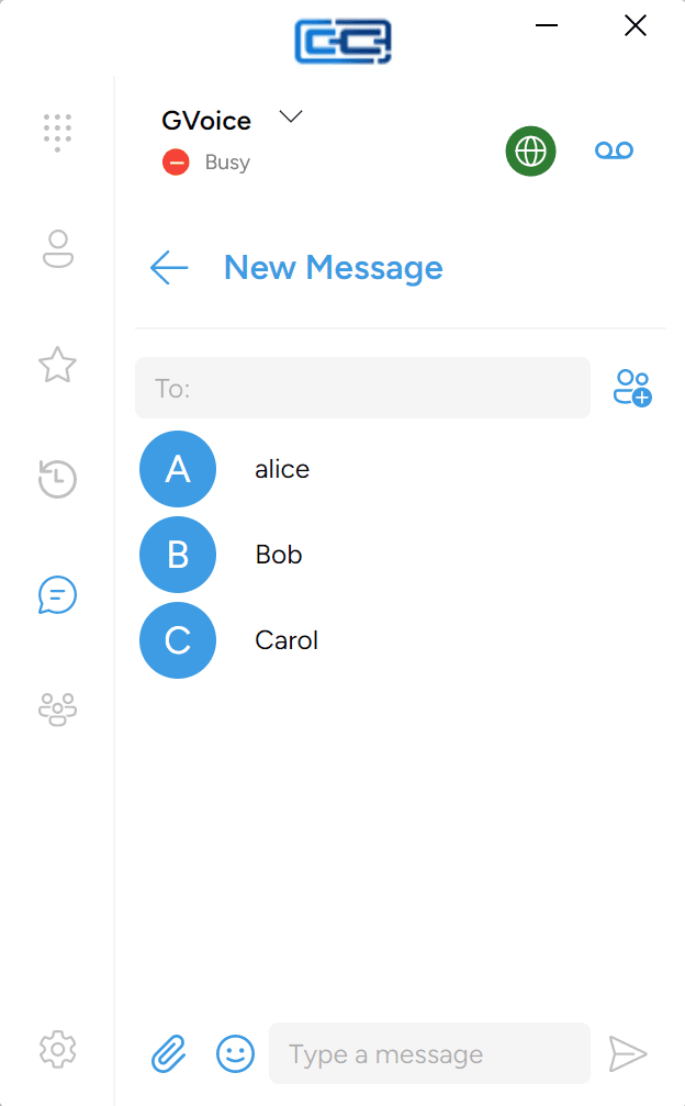 The buddy list open on the New IM page