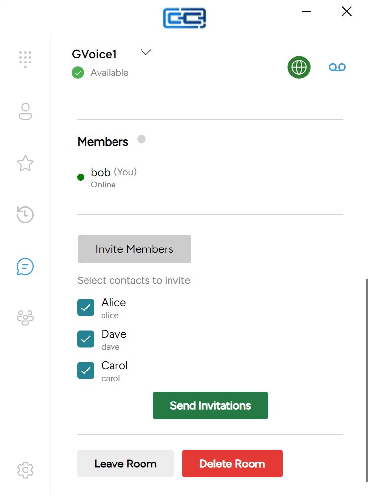 The Select contacts to invite panel with Send Invitations at the bottom
