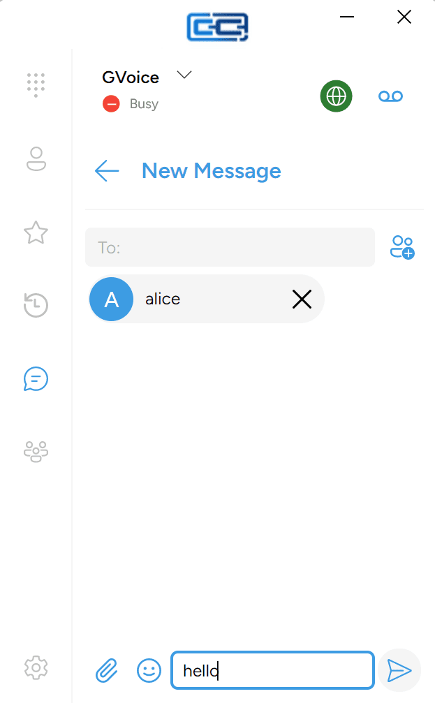 A message typed into the box, not yet sent
