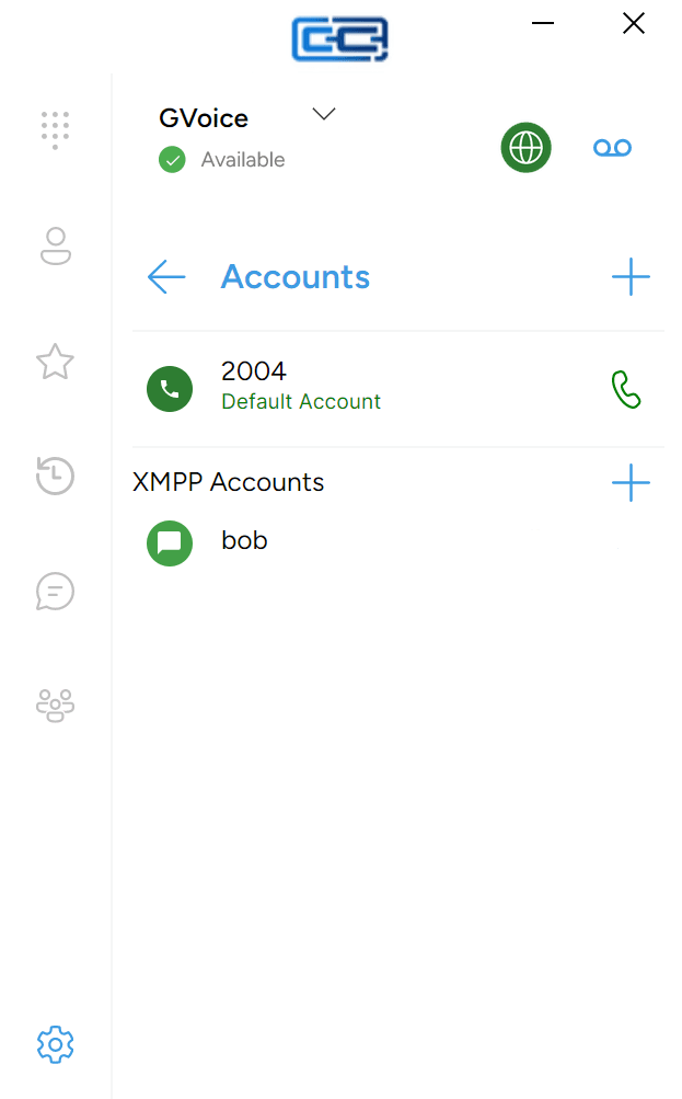 An XMPP account entry showing a green connected dot