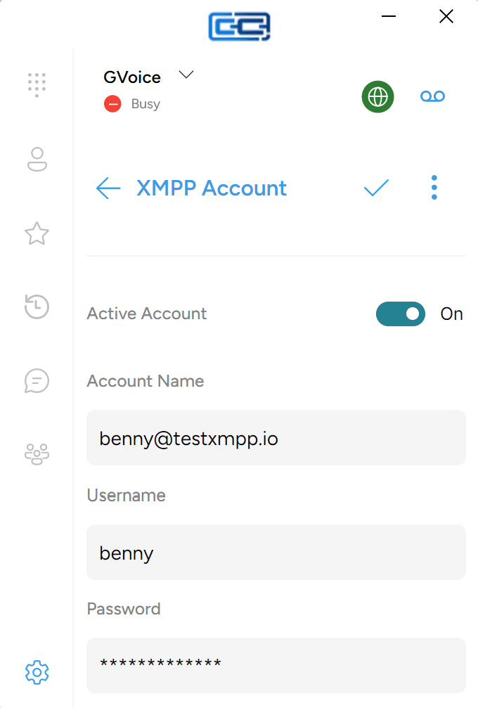 The XMPP account entry