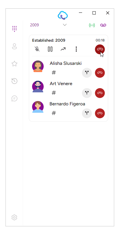 Global End Call icon that ends every call in the desktop conference