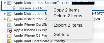 Exporting the p12