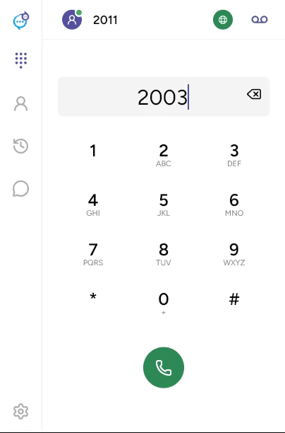 Desktop dialpad with a destination entered