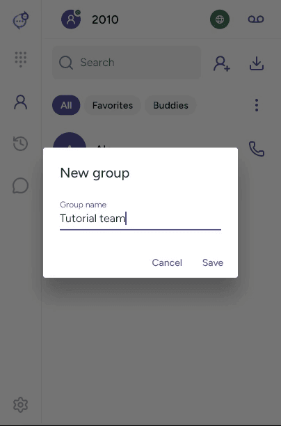 New group dialog