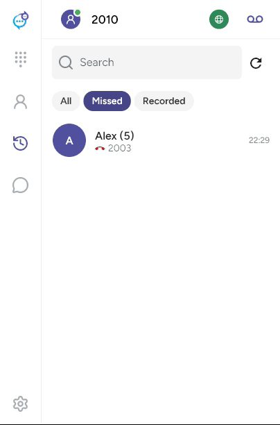 Missed calls in Recents