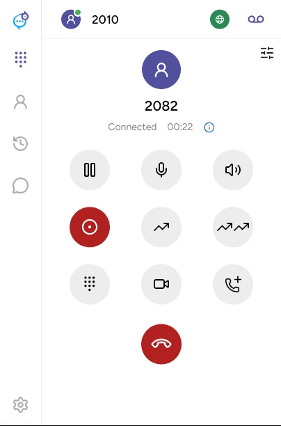 Connected call with recording active