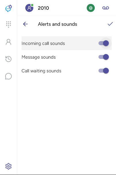 Message sounds in the current Alerts and sounds screen