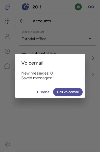 Voicemail summary and Call voicemail button