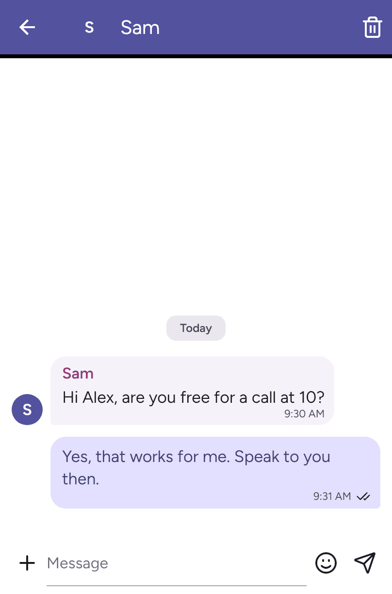 Current IM conversation and message composer