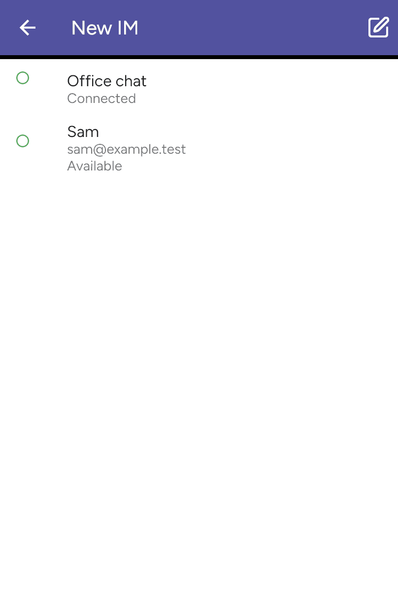 New IM screen with an XMPP account and buddy