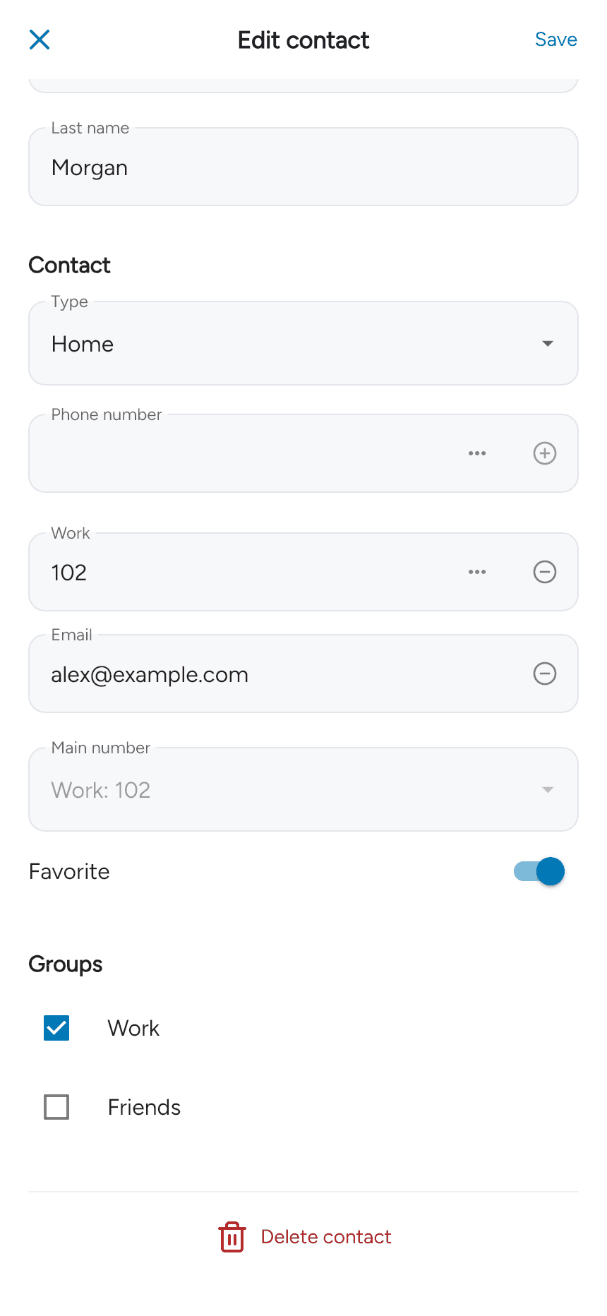 Selecting groups while editing a contact