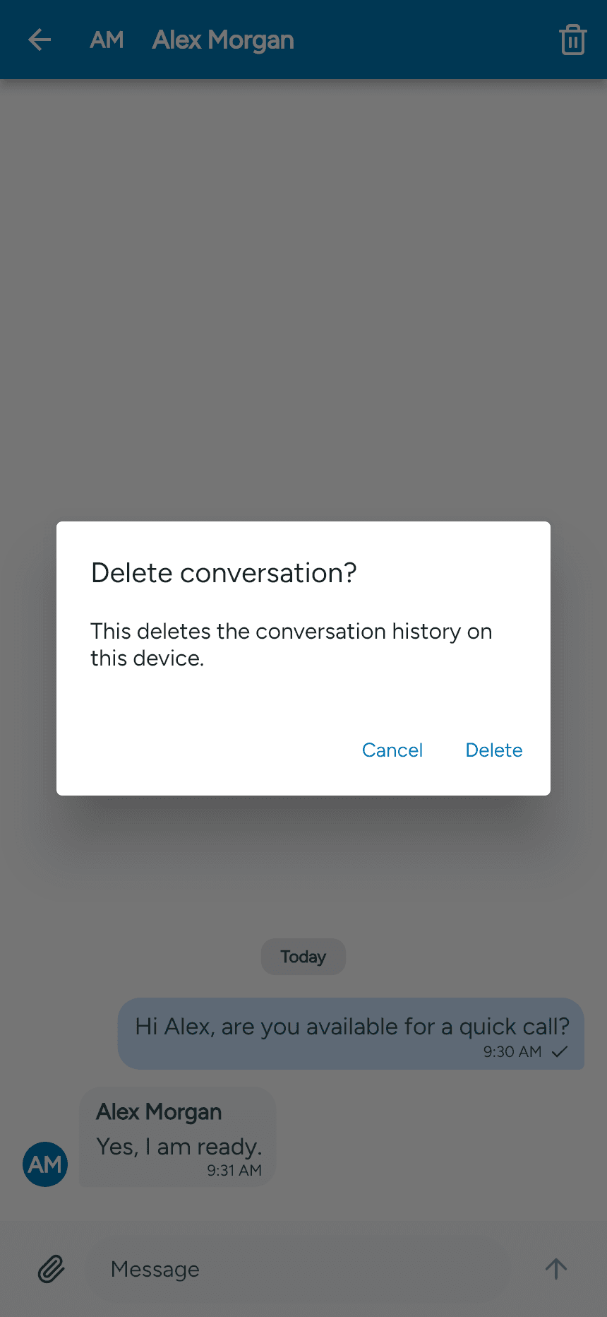 Delete conversation confirmation