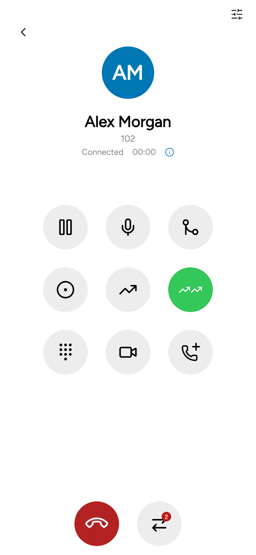 Call screen with two calls