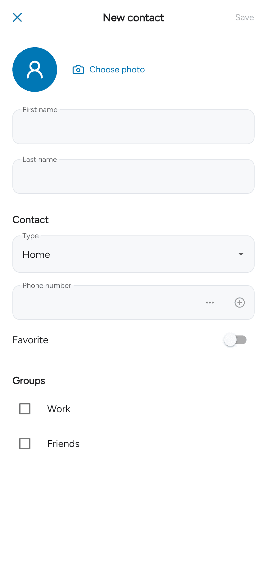 New contact form