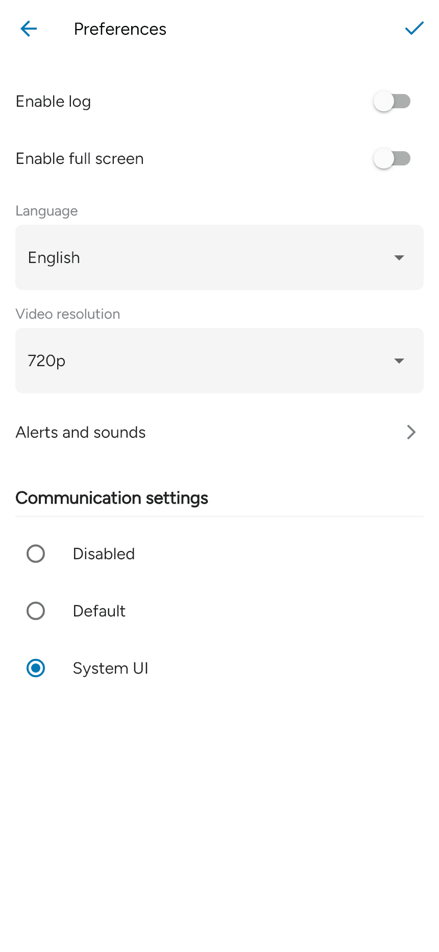 Alerts and sounds in Preferences