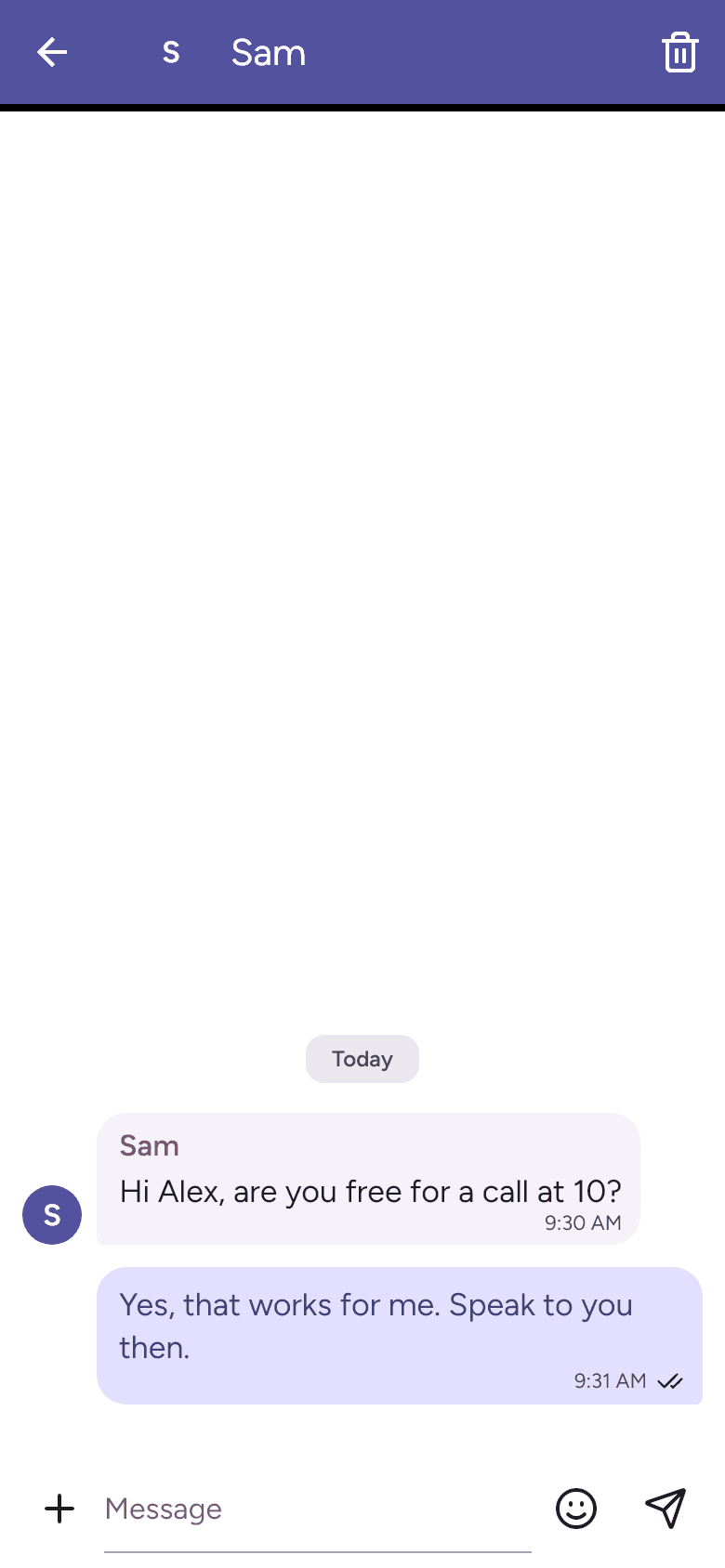 Current IM conversation and message composer