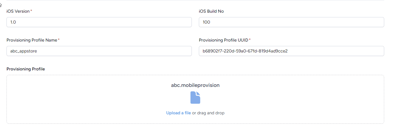 Upload provisioning profile