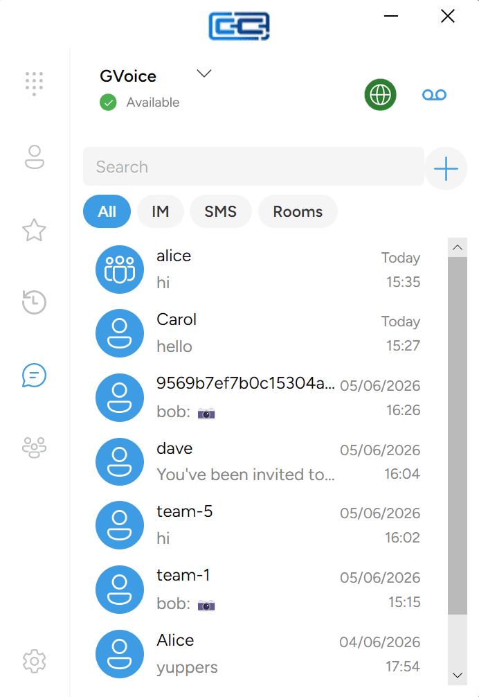 The + button in the top-right of the messages list