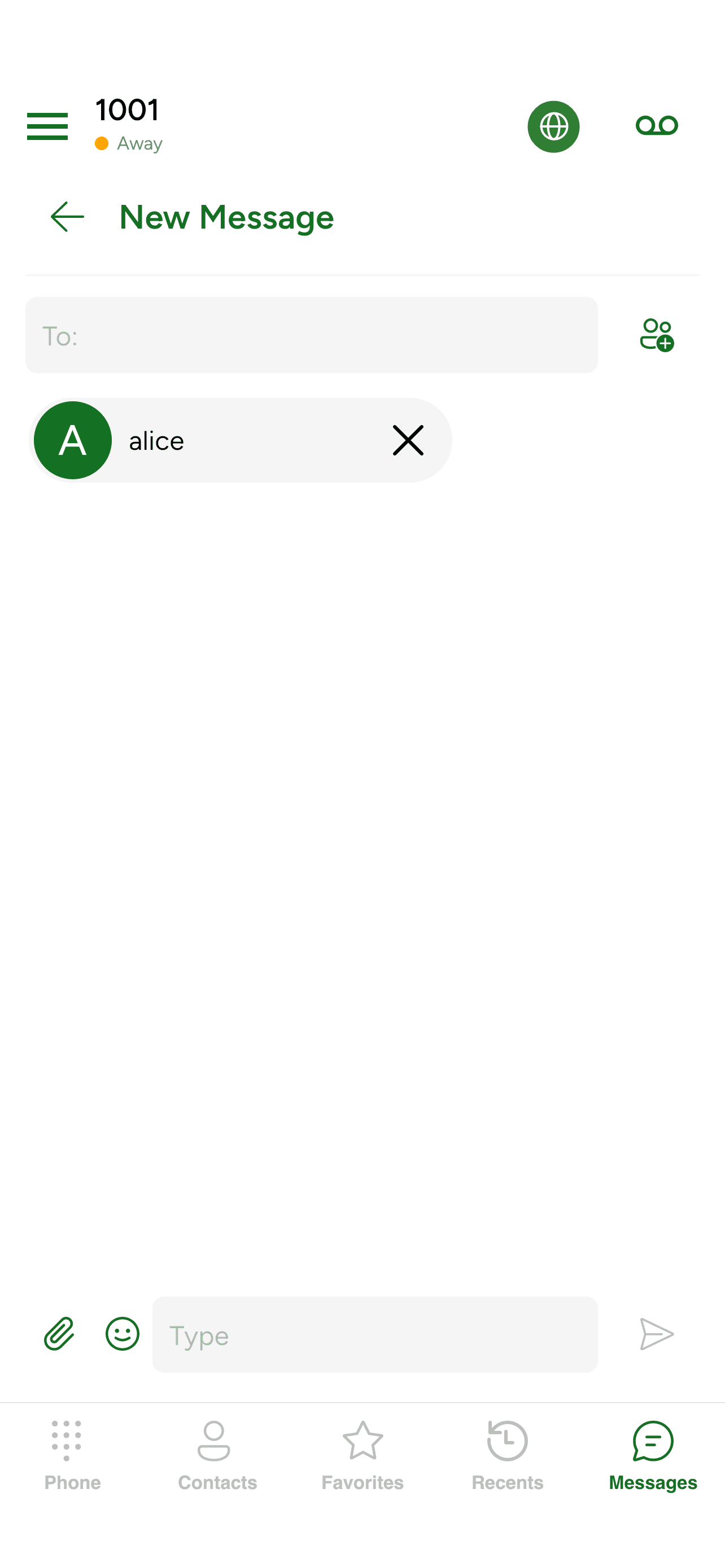 A buddy added as a pill in the To: field