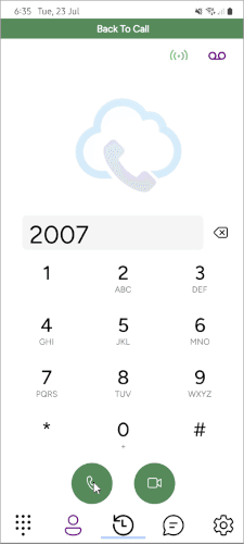Mobile dialpad shown after tapping Add Call, ready to place a second call