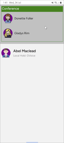 Swap Call button on mobile softphone during a hold-plus-conference state