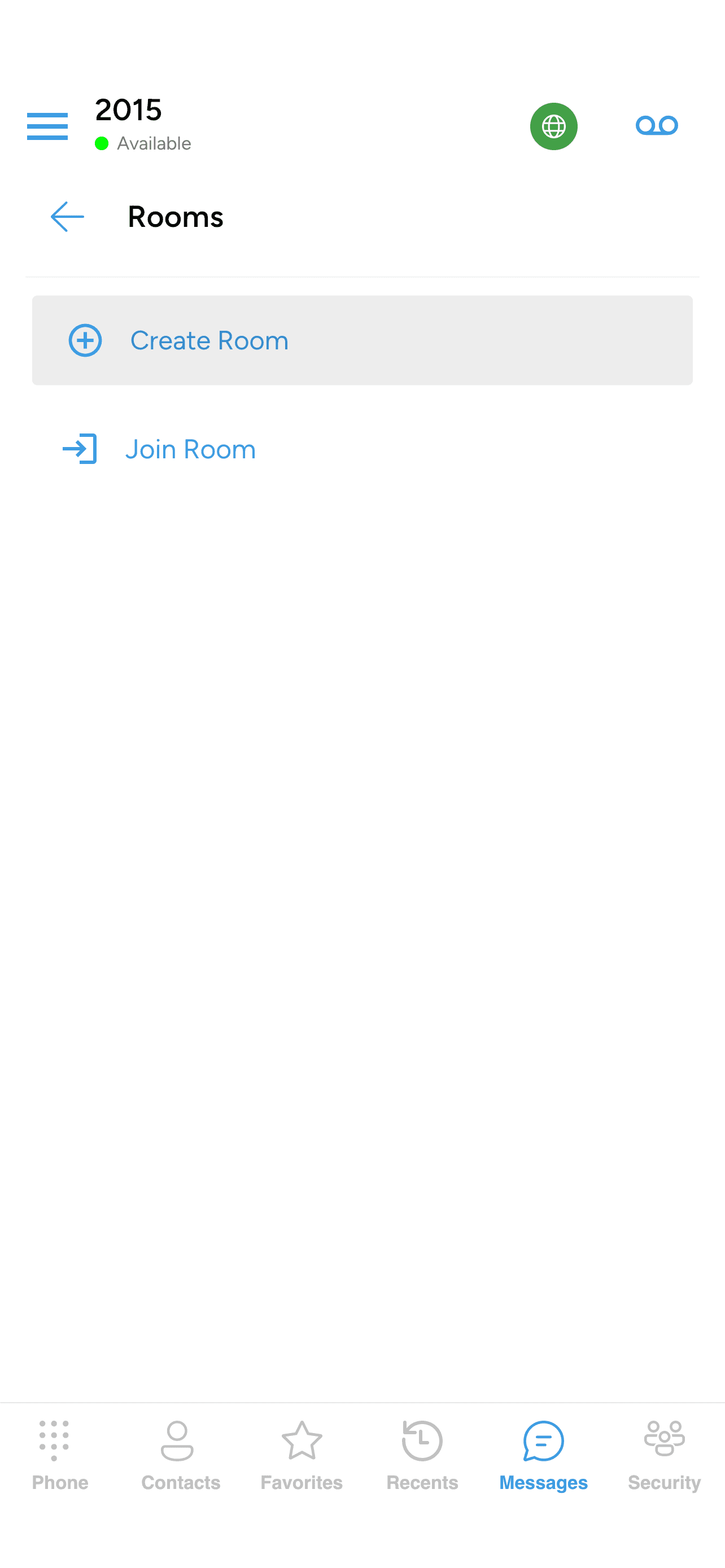 Create Room tapped from the Rooms picker