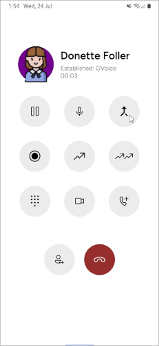 Merge Calls icon in the mobile softphone multi-call view