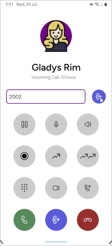 Call-forward text box on mobile with a blue Call Forward button