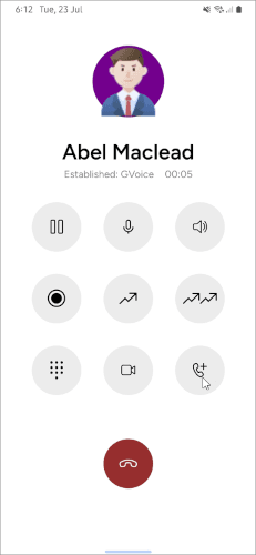 Mobile softphone in-call view with an Add Call button visible