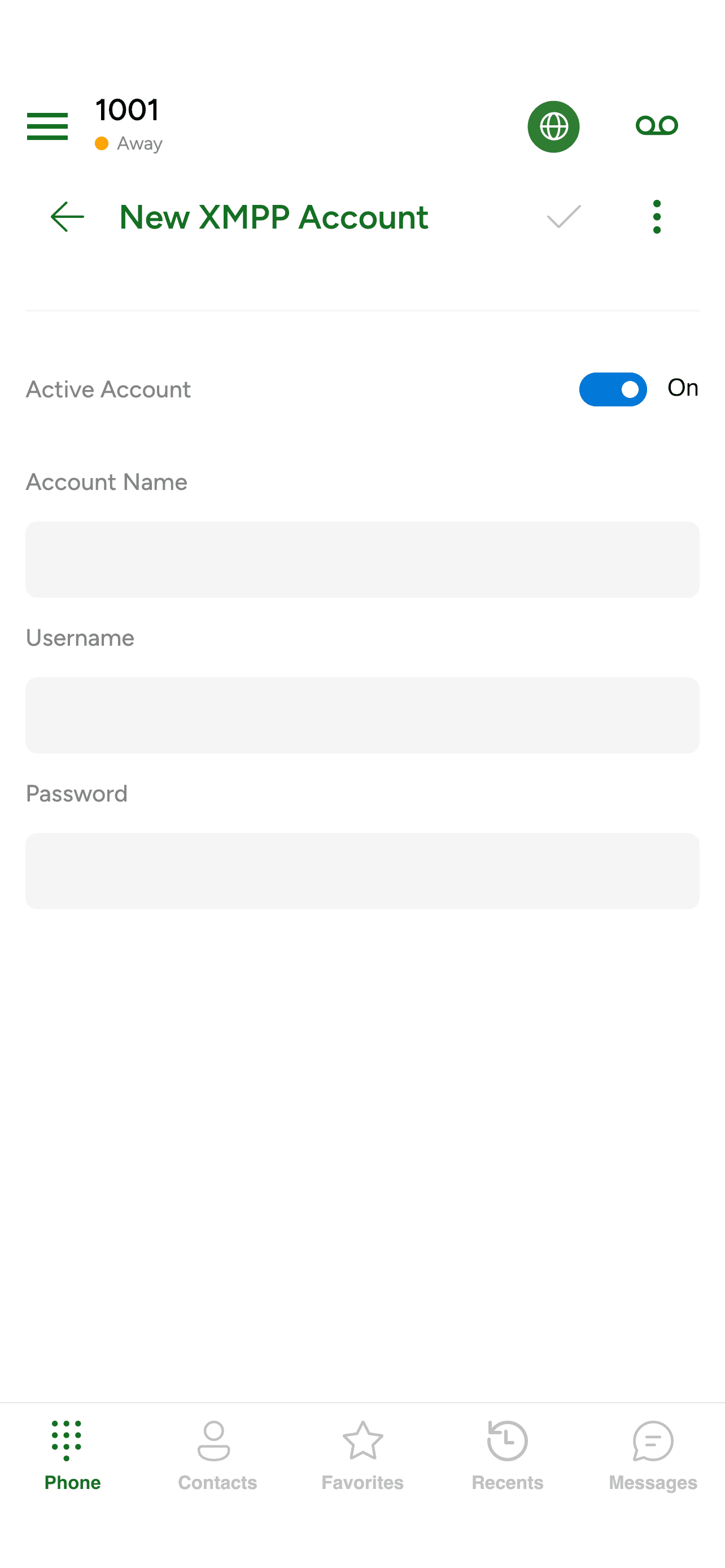 The new XMPP account entry