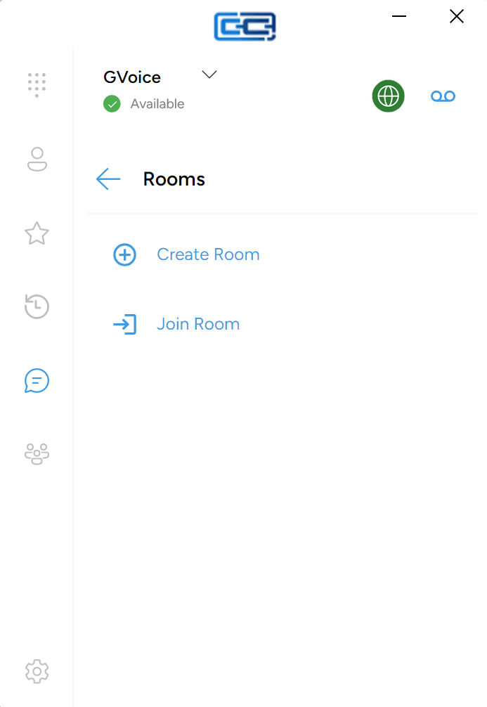 The Rooms screen with Create Room and Join Room options