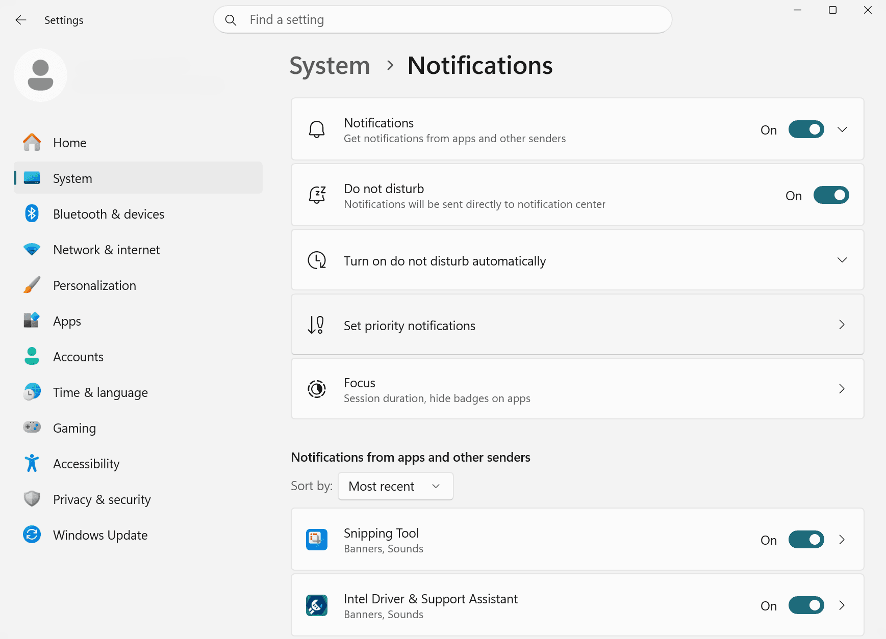 Notifications settings with Set priority notifications highlighted