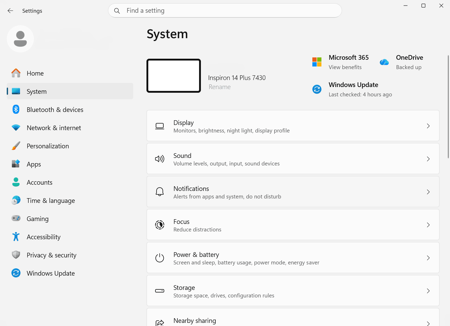 Windows Settings → System