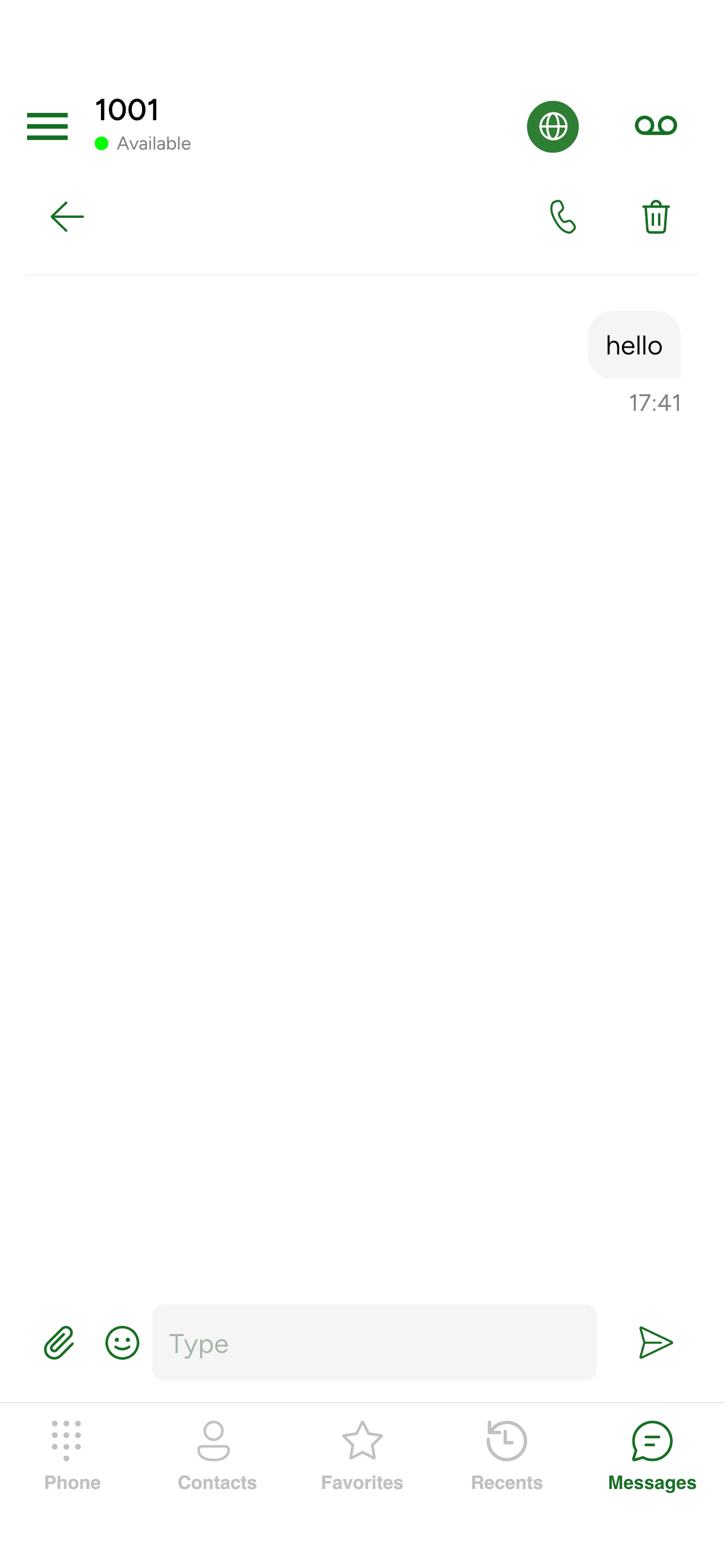 A running IM conversation with sent and received messages