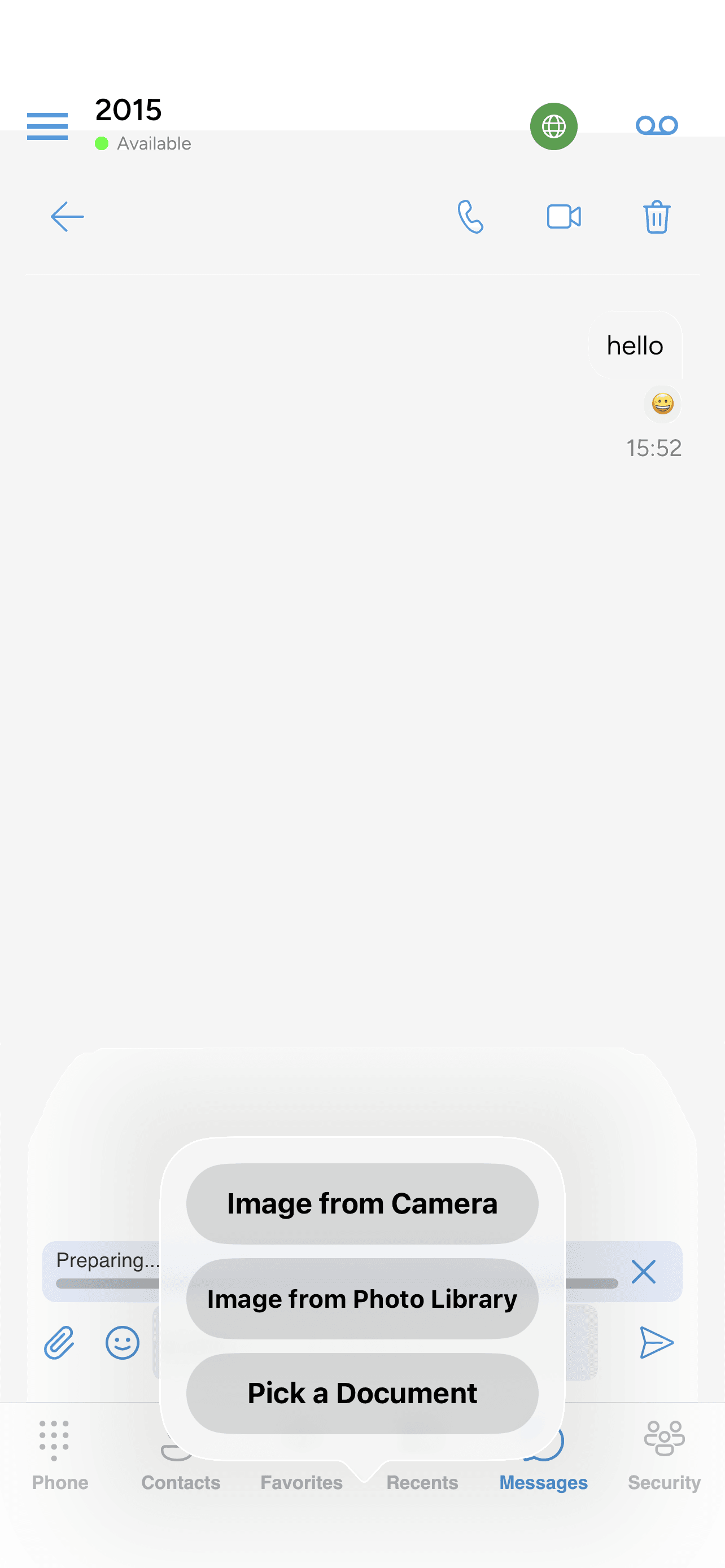 The device's file picker options